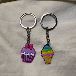 🧁 Small Cupcake and Ice Cream Cone Keychain Bundle